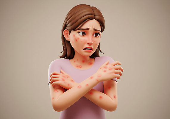 JPG 편집이미지 여자 한명 상반신 성인 3D 찡그림 알레르기 가려움 베이지색 아토피 성인여자한명만 편집3D AI컴퓨터그래픽 AI콘텐츠 1 컬러 표정 사람 질병 디지털합성 증상 여자한명만 성인여자만 파일형식