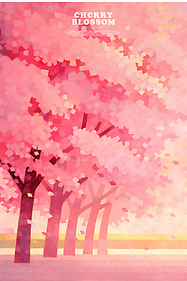 PSD 공원 꽃잎 분홍색 일러스트 사람없음 봄 벚나무 감성 꽃길 국내일러스트 나무 계절 공공시설 꽃 길 컬러 컨셉 벚꽃 파일형식