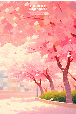 PSD 공원 꽃잎 분홍색 일러스트 사람없음 봄 풀 벚나무 감성 꽃길 국내일러스트 나무 식물 계절 공공시설 꽃 길 컬러 컨셉 벚꽃 파일형식