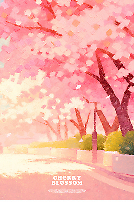 PSD 공원 꽃잎 분홍색 일러스트 사람없음 봄 풀 벚나무 감성 꽃길 국내일러스트 나무 식물 계절 공공시설 꽃 길 컬러 컨셉 벚꽃 파일형식