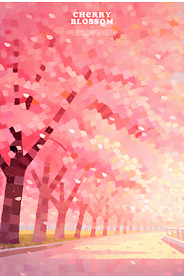 PSD 공원 꽃잎 분홍색 일러스트 사람없음 봄 벚나무 감성 꽃길 국내일러스트 나무 계절 공공시설 꽃 길 컬러 컨셉 벚꽃 파일형식