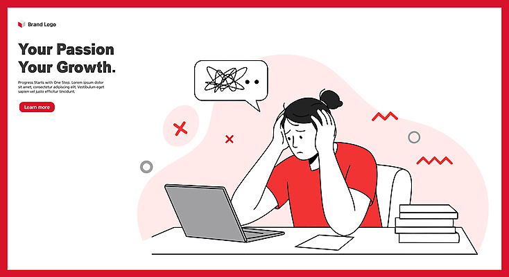 여자 교육 말풍선 생각 일러스트 스트레스 한명 상반신 성인 책 빨간색 노트북 고민 울상 손짚기 성인여자한명만 국내일러스트 머리짚기 AI파일 1 감정 컬러 모션 사람 손짓 전자제품 여자한명만 성인여자만 파일형식 벡터