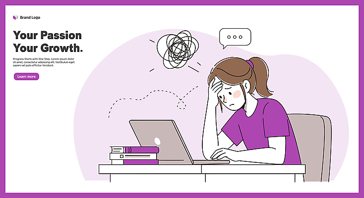 여자 교육 말풍선 생각 일러스트 스트레스 피곤 한명 상반신 성인 책 노트북 보라색 집중 고민 울상 손짚기 성인여자한명만 국내일러스트 머리짚기 AI파일 1 감정 컬러 컨셉 모션 사람 손짓 전자제품 여자한명만 성인여자만 파일형식 벡터