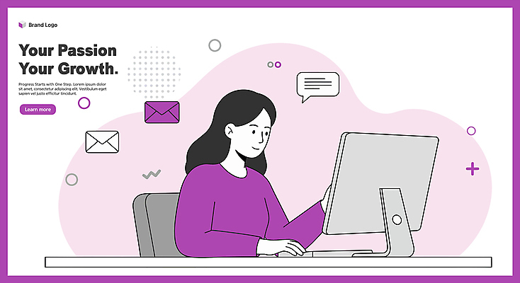 여자 말풍선 일러스트 커뮤니케이션 한명 상반신 성인 노트북 컴퓨터 보라색 업무 직장인 이메일 집중 메신저 성인여자한명만 국내일러스트 AI파일 직업 1 컬러 컨셉 사람 전자제품 작업 여자한명만 성인여자만 파일형식 벡터