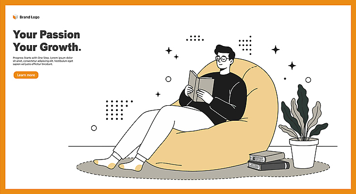 전신 식물 남자 화분 일러스트 휴식 한명 성인 독서 눈감음 주황색 편안함 성인남자한명만 빈백 차분 국내일러스트 AI파일 1 컬러 생활용품 컨셉 모션 사람 감각 남자한명만 성인남자만 파일형식 벡터