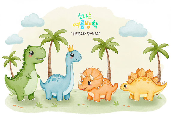 PSD 나무 구름 편집이미지 왕관 함께함 여름방학 미소 잔디 사람없음 풀잎 공룡 브라키오사우루스 스테고사우루스 트리케라톱스 이미지편집 자연요소 식물 컨셉 잎 파충류 방학 표정 풀_식물 초식공룡 파일형식 여름_계절