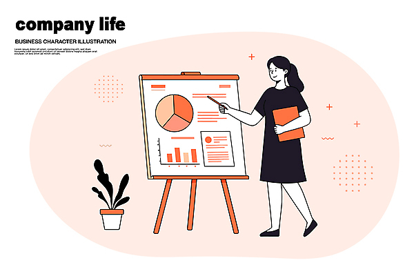 전신 식물 여자 화분 일러스트 한명 미소 들기 성인 비즈니스라이프 펜 주황색 비즈니스우먼 발표 프레젠테이션 막대그래프 문서 원그래프 성인여자한명만 국내일러스트 AI파일 1 라이프스타일 컬러 비즈니스 모션 그래프 표정 사람 필기구 직장인 여자한명만 성인여자만 파일형식 벡터