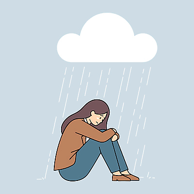 전신 여자 하늘색 일러스트 스트레스 피곤 한명 성인 비 좌절 불안 눈물 고민 비구름 웅크림 우울감 성인여자한명만 번아웃증후군 국내일러스트 AI파일 자연요소 1 감정 컨셉 모션 날씨 사람 파란색 사회이슈 먹구름 여자한명만 성인여자만 파일형식 벡터 구름_자연