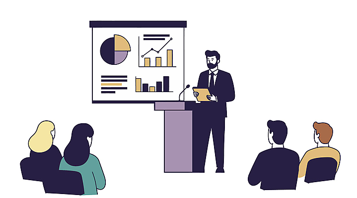 여자 남자 의자 일러스트 회의 협력 직장 서기 들기 정장 여러명 성인 사무실 업무 비즈니스맨 비즈니스우먼 발표 프레젠테이션 막대그래프 문서 원그래프 단상 성인만 국내일러스트 AI파일 옷 가구 다수 회사 비즈니스 모션 그래프 사람 작업 직장인 파일형식 벡터