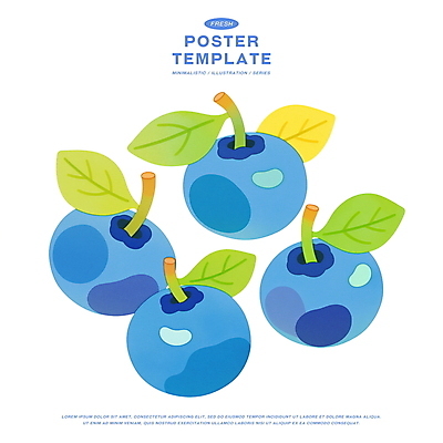 PSD 포스터 잎 일러스트 사람없음 여름 블루베리 제철과일 국내일러스트 식물 계절 과일 제철 파일형식