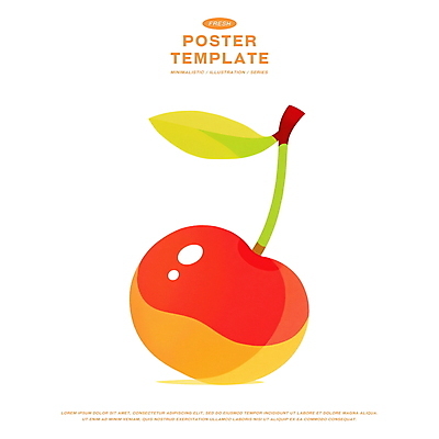 PSD 포스터 잎 일러스트 사람없음 여름 체리 제철과일 국내일러스트 식물 계절 과일 제철 파일형식