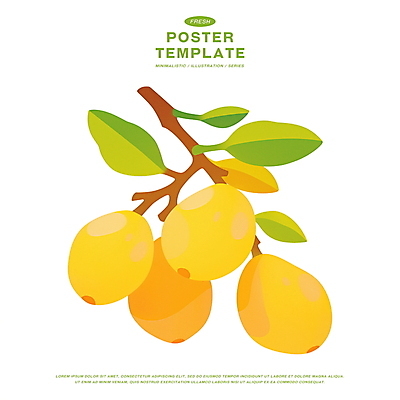 PSD 포스터 잎 일러스트 사람없음 여름 나뭇가지 망고 제철과일 국내일러스트 나무 식물 계절 과일 열대과일 제철 파일형식