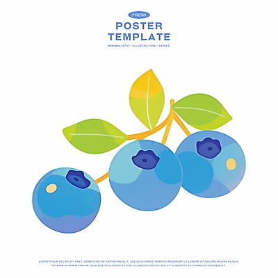 PSD 포스터 잎 일러스트 사람없음 여름 블루베리 제철과일 국내일러스트 식물 계절 과일 제철 파일형식