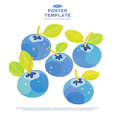PSD 포스터 잎 일러스트 사람없음 여름 블루베리 제철과일 국내일러스트 식물 계절 과일 제철 파일형식