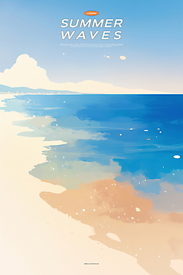 PSD 구름 물결 일러스트 하늘 해변 사람없음 파란색 여름풍경 청량 국내일러스트 자연요소 바다 컬러 풍경 파일형식 여름_계절