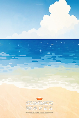 PSD 구름 물결 일러스트 하늘 해변 사람없음 파란색 여름풍경 청량 국내일러스트 자연요소 바다 컬러 풍경 파일형식 여름_계절