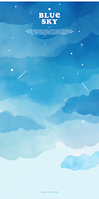 PSD 구름 일러스트 하늘 수채화 사람없음 파란색 유성 감성 별빛 몽환 국내일러스트 자연요소 별 컬러 컨셉 빛 파일형식