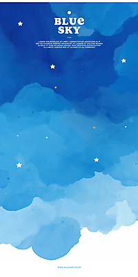 PSD 구름 일러스트 하늘 수채화 사람없음 파란색 감성 별빛 몽환 국내일러스트 자연요소 별 컬러 컨셉 빛 파일형식