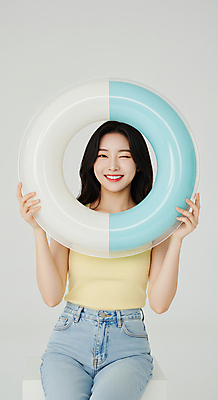 JPG 편집이미지 여자 윙크 한명 미소 들기 앉기 성인 튜브 의료성형뷰티 성인여자한명만 편집실사 AI인물포토 AI콘텐츠 1 모션 표정 사람 CG 여자한명만 성인여자만 파일형식 AI포토