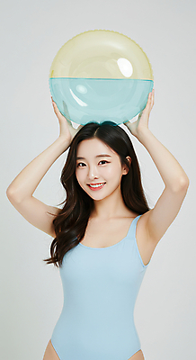 JPG 편집이미지 여자 수영복 한명 미소 들기 상반신 성인 비치발리볼 의료성형뷰티 성인여자한명만 편집실사 IC뷰티큐레이션 AI인물포토 AI콘텐츠 1 옷 모션 표정 사람 비치볼 배구 CG 여자한명만 성인여자만 파일형식 AI포토