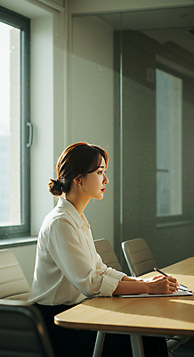 JPG 편집이미지 여자 의자 회의 그림자 한명 앉기 정장 성인 옆모습 햇빛 펜 잡기 비즈니스우먼 회의실 문서 의료성형뷰티 성인여자한명만 편집실사 AI인물포토 AI콘텐츠 1 옷 뷰포인트 가구 비즈니스 모션 사람 태양 필기구 직장인 CG 여자한명만 성인여자만 파일형식 AI포토