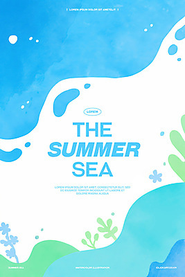 PSD 물결 바다 일러스트 사람없음 여름 파란색 해초 웨이브 물거품 국내일러스트 계절 컬러 거품 해조류 파일형식