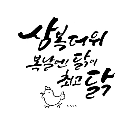 PSD 일러스트 타이포그라피 글자캘리그라피 사람없음 여름 닭 복날 더위 보양식 삼복 국내일러스트 문자 계절 기념일 음식 캘리그라피 조류 날씨 몸보신 파일형식