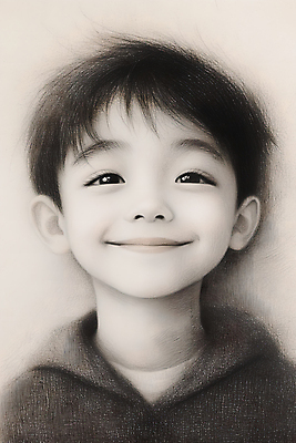 JPG 남자 어린이 일러스트 한명 미소 소년 상반신 앞모습 검은색 스케치 인물화 소년한명만 국내일러스트 AI일러스트 AI콘텐츠 1 뷰포인트 컬러 표정 미술 사람 그림 남자한명만 소년만 파일형식