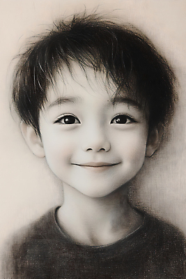 JPG 남자 어린이 일러스트 한명 미소 소년 상반신 앞모습 검은색 스케치 인물화 소년한명만 국내일러스트 AI일러스트 AI콘텐츠 1 뷰포인트 컬러 표정 미술 사람 그림 남자한명만 소년만 파일형식