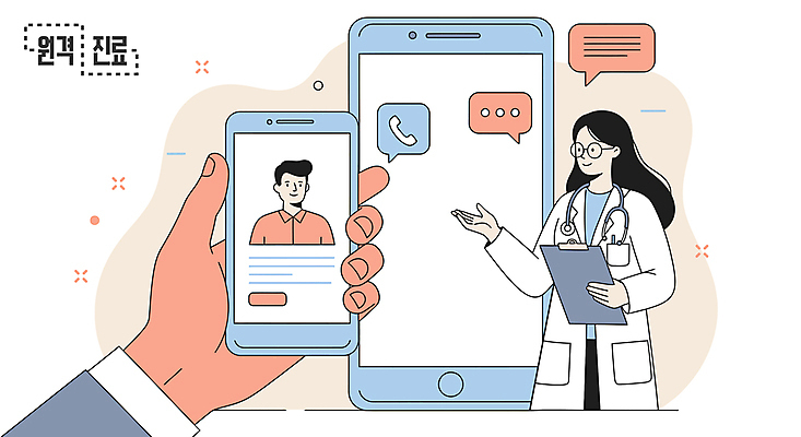 손 여자 남자 하늘색 말풍선 일러스트 청진기 미소 들기 상반신 성인 두명 신체부위 스마트폰 손들기 환자 의료진 의사가운 통화 다홍색 서류판 의료계 원격의료 성인만 국내일러스트 AI파일 직업 컬러 의학 의료기기 모션 표정 사람 파란색 핸드폰 스마트기기 사무용품 진료 의사 가운 원격 파일형식 벡터