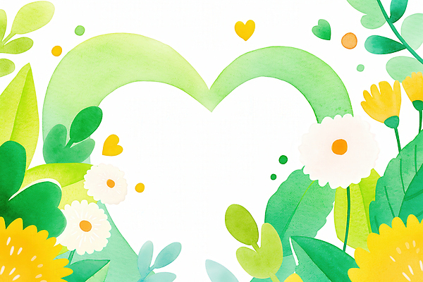 JPG 잎 일러스트 봄꽃 수채화 프레임 사람없음 초록색 노란색 하트 네잎클로버 민들레홀씨 싱그러움 국내일러스트 AI일러스트 AI콘텐츠 모양 식물 꽃 컬러 봄 클로버 민들레 파일형식