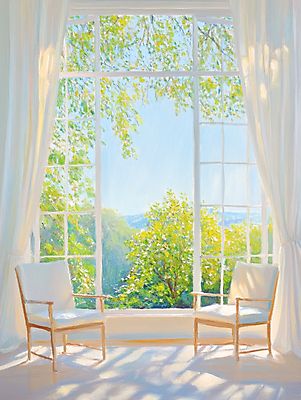 JPG 나무 의자 일러스트 하늘 실내 사람없음 햇빛 봄풍경 커튼 창가 감성 유화 국내일러스트 AI일러스트 AI콘텐츠 식물 가구 컨셉 창문 미술 풍경 내부 태양 봄 파일형식