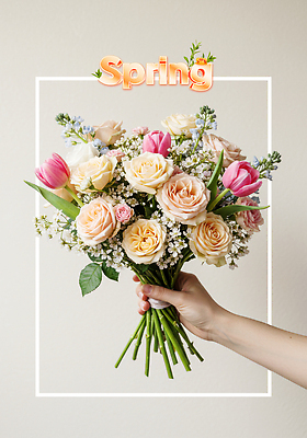 PSD 편집이미지 기념일 꽃다발 잎 봄꽃 사각프레임 들기 신체부위 장미 튤립 안개꽃 베이지색 이미지편집 식물 꽃 컬러 모션 프레임 사람 이벤트 사각형 봄 한해살이풀 파일형식