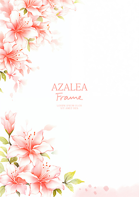 PSD 분홍색 잎 일러스트 봄꽃 수채화 사람없음 진달래 꽃봉오리 꽃프레임 카피스페이스 국내일러스트 식물 꽃 컬러 프레임 봄 공백 파일형식