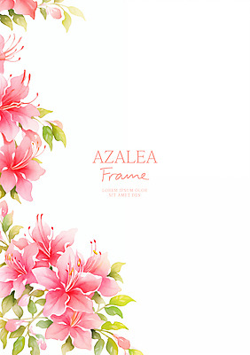 PSD 분홍색 잎 일러스트 봄꽃 수채화 사람없음 진달래 꽃봉오리 꽃프레임 카피스페이스 국내일러스트 식물 꽃 컬러 프레임 봄 공백 파일형식