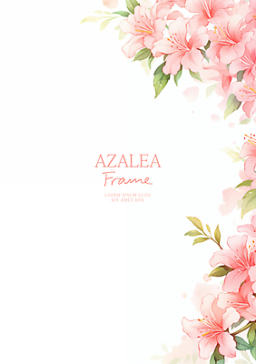 PSD 분홍색 잎 일러스트 봄꽃 수채화 사람없음 진달래 꽃프레임 카피스페이스 국내일러스트 식물 꽃 컬러 프레임 봄 공백 파일형식