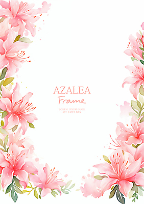 PSD 분홍색 잎 일러스트 봄꽃 수채화 사람없음 진달래 꽃프레임 카피스페이스 국내일러스트 식물 꽃 컬러 프레임 봄 공백 파일형식