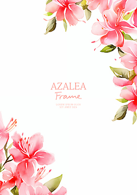 PSD 분홍색 잎 일러스트 봄꽃 수채화 사람없음 진달래 꽃프레임 카피스페이스 국내일러스트 식물 꽃 컬러 프레임 봄 공백 파일형식