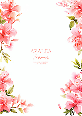 PSD 분홍색 잎 일러스트 봄꽃 수채화 사람없음 진달래 꽃봉오리 꽃프레임 카피스페이스 국내일러스트 식물 꽃 컬러 프레임 봄 공백 파일형식