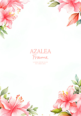 PSD 분홍색 잎 일러스트 봄꽃 수채화 사람없음 진달래 꽃프레임 카피스페이스 국내일러스트 식물 꽃 컬러 프레임 봄 공백 파일형식