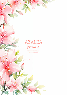PSD 분홍색 잎 일러스트 봄꽃 수채화 사람없음 진달래 꽃봉오리 꽃프레임 카피스페이스 국내일러스트 식물 꽃 컬러 프레임 봄 공백 파일형식