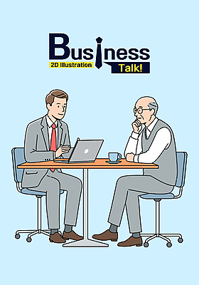 전신 할아버지 노년 남자 의자 일러스트 회사 회의 넥타이 대화 앉기 정장 성인 두명 파란색 노트북 턱괴기 다리꼬기 찻잔 책상 남자만 일러캐릭터 AI파일 캐릭터 잡화 옷 컬러 가구 비즈니스 모션 잔 말하기 사람 전자제품 파일형식 벡터