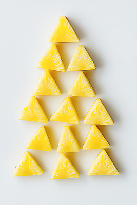 JPG 편집이미지 백그라운드 단면 사람없음 노란색 신선 삼각형 파인애플 슬라이스 일렬 상큼 편집실사 AI포토 AI콘텐츠 도형 컬러 과일 CG 열대과일 파일형식