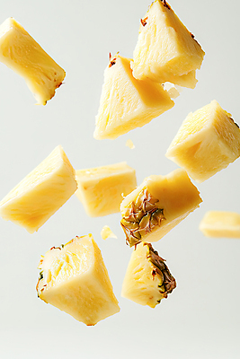 JPG 편집이미지 백그라운드 단면 사람없음 노란색 신선 떨어짐 파인애플 슬라이스 상큼 편집실사 AI포토 AI콘텐츠 컬러 컨셉 과일 CG 열대과일 파일형식