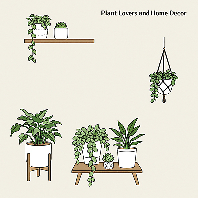 화분 일러스트 선반 사람없음 초록색 인테리어 다육식물 화분진열대 플랜테리어 행잉플랜트 국내일러스트 AI파일 식물 디자인 컬러 가구 진열장 파일형식 벡터