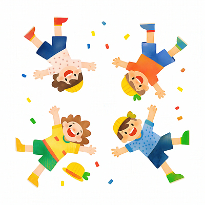 JPG 전신 여자 남자 행복 어린이 일러스트 미소 웃음 소녀 소년 여러명 컬러풀 파티 유치원 만세 어린이날 즐거움 유치원모자 어린이만 국내일러스트 AI일러스트 AI콘텐츠 모자_잡화 교육 기념일 감정 컬러 다수 모션 표정 사람 이벤트 파일형식
