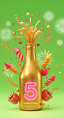 PSD 편집이미지 기념일 폭죽 불꽃놀이 사람없음 초록색 선물상자 축하 샴페인 꽃가루 5 오너먼트 이미지편집 컬러 컨셉 크리스마스장식 놀이 주류 선물 이벤트 상자 숫자 가루 파일형식