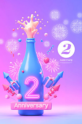 PSD 편집이미지 기념일 분홍색 2 폭죽 불꽃놀이 사람없음 선물상자 보라색 축하 샴페인 꽃가루 그라데이션 이미지편집 컬러 컨셉 놀이 주류 선물 이벤트 상자 가루 파일형식
