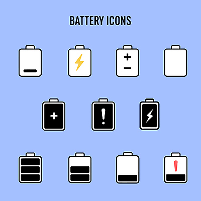 아이콘 사람없음 파란색 느낌표 건전지 충전 번개모양 2D아이콘 AI파일 모양 기호 컬러 번개 파일형식 벡터