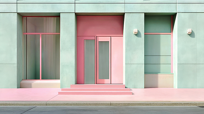 JPG 편집이미지 디자인 건축 창문 사람없음 건물 문 모던 심플 파스텔톤 편집실사 AI포토 AI콘텐츠 건축물 컬러 CG 파일형식